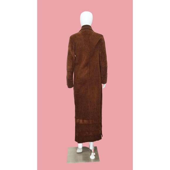 1990s-Y2K EGYPTIAN Brown Button Up DUSTER CARDIGAN with Scarf. Large-Extra Large - Picture 6 of 13